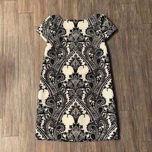 Zara - paisley black and cream above knee dress
